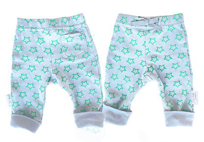 Mint and Grey Star Baby Pants